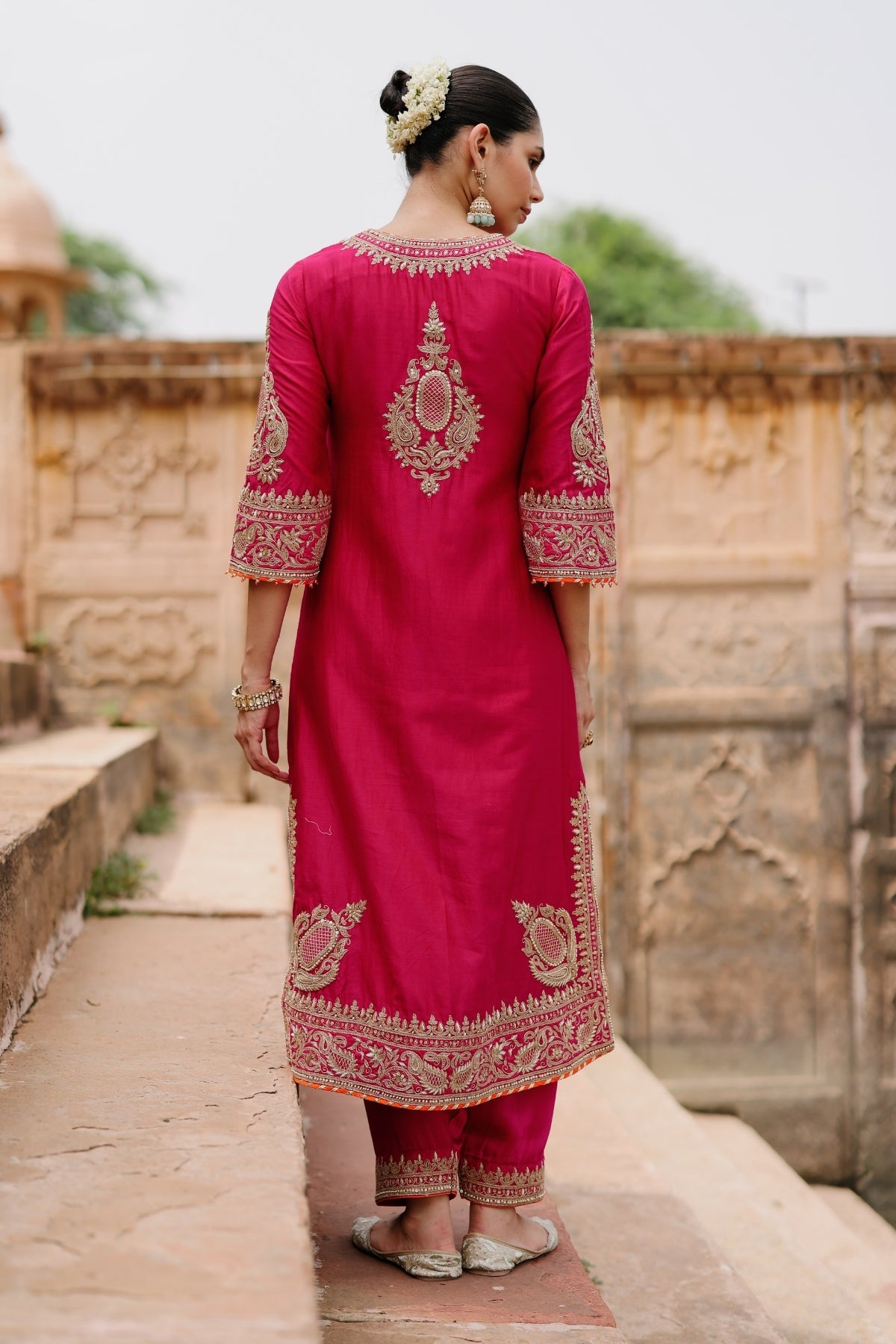 Arwa - Hot Pink Long Kurta Set with Salwar & Dupatta