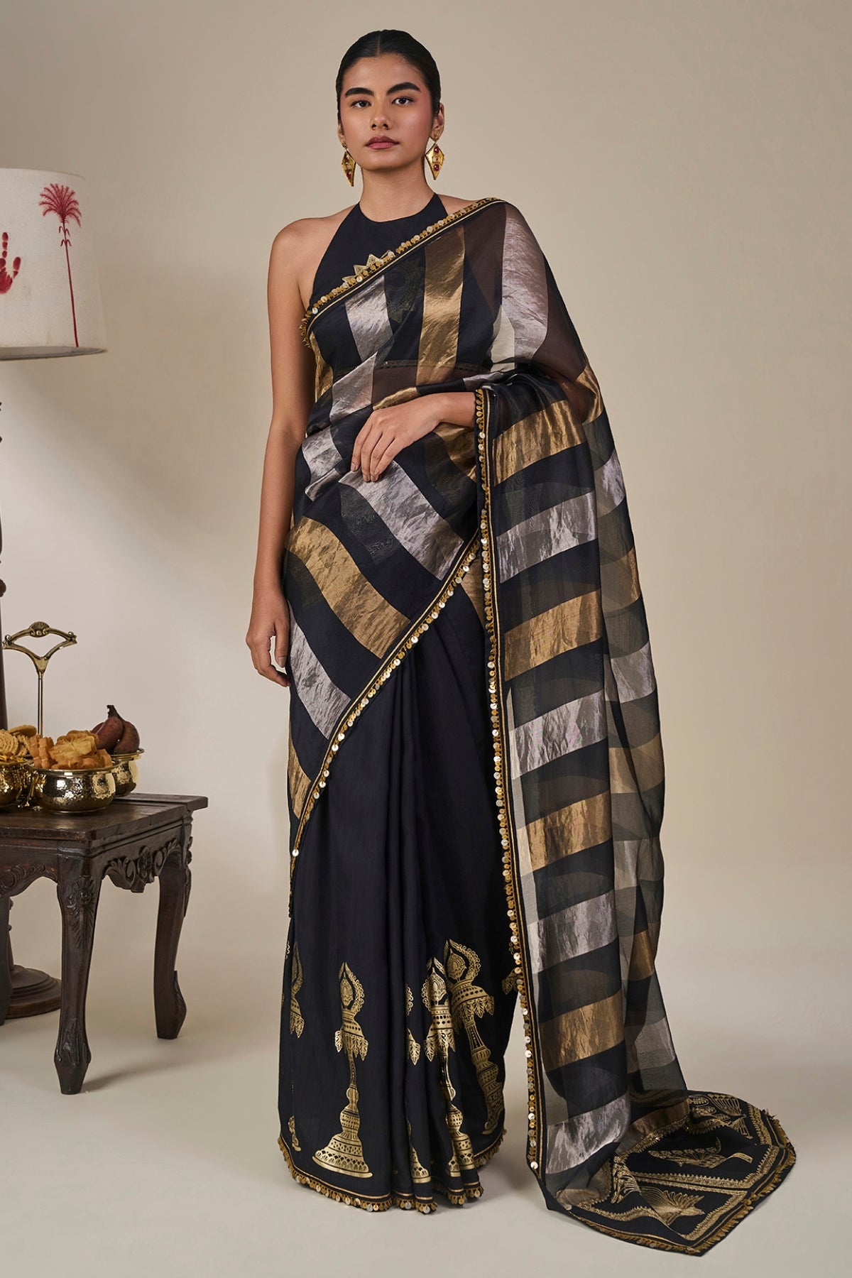 Black The Glided Lantern Saree