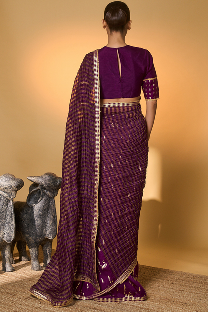 Purple Moonfield Zari Stripes Saree