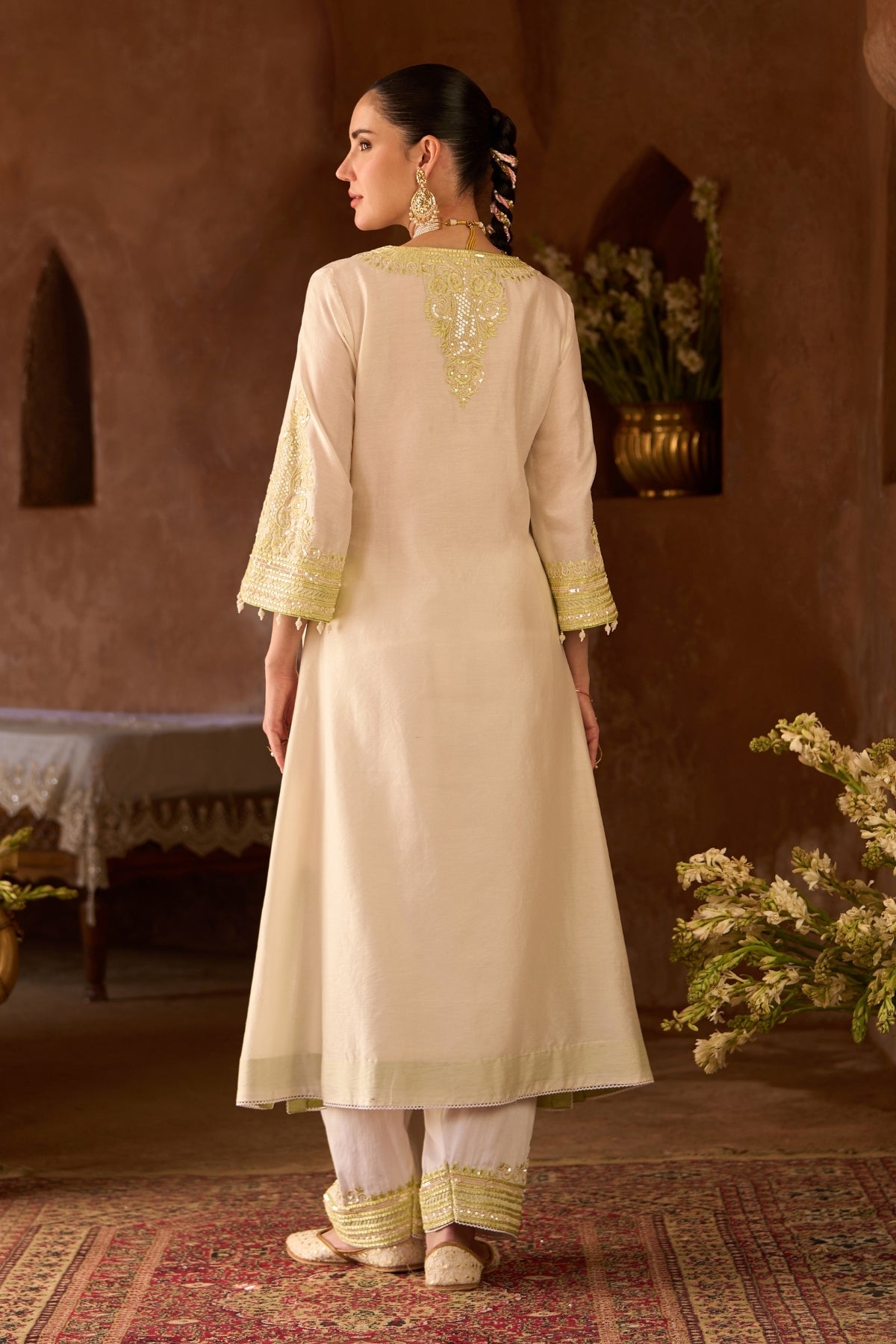 Sahabat - Daisy Ivory With Mint Green Kaaftan With Salwar