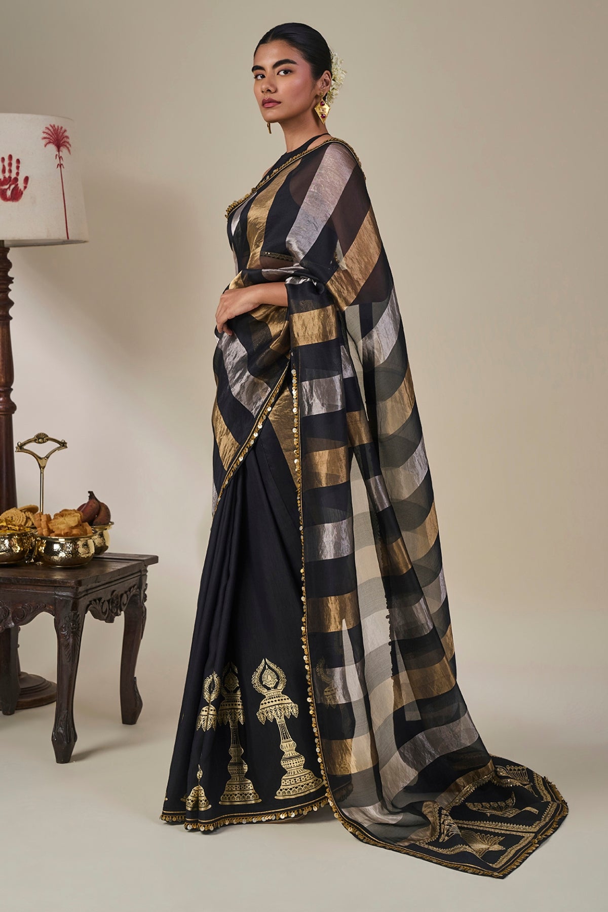 Black The Glided Lantern Saree