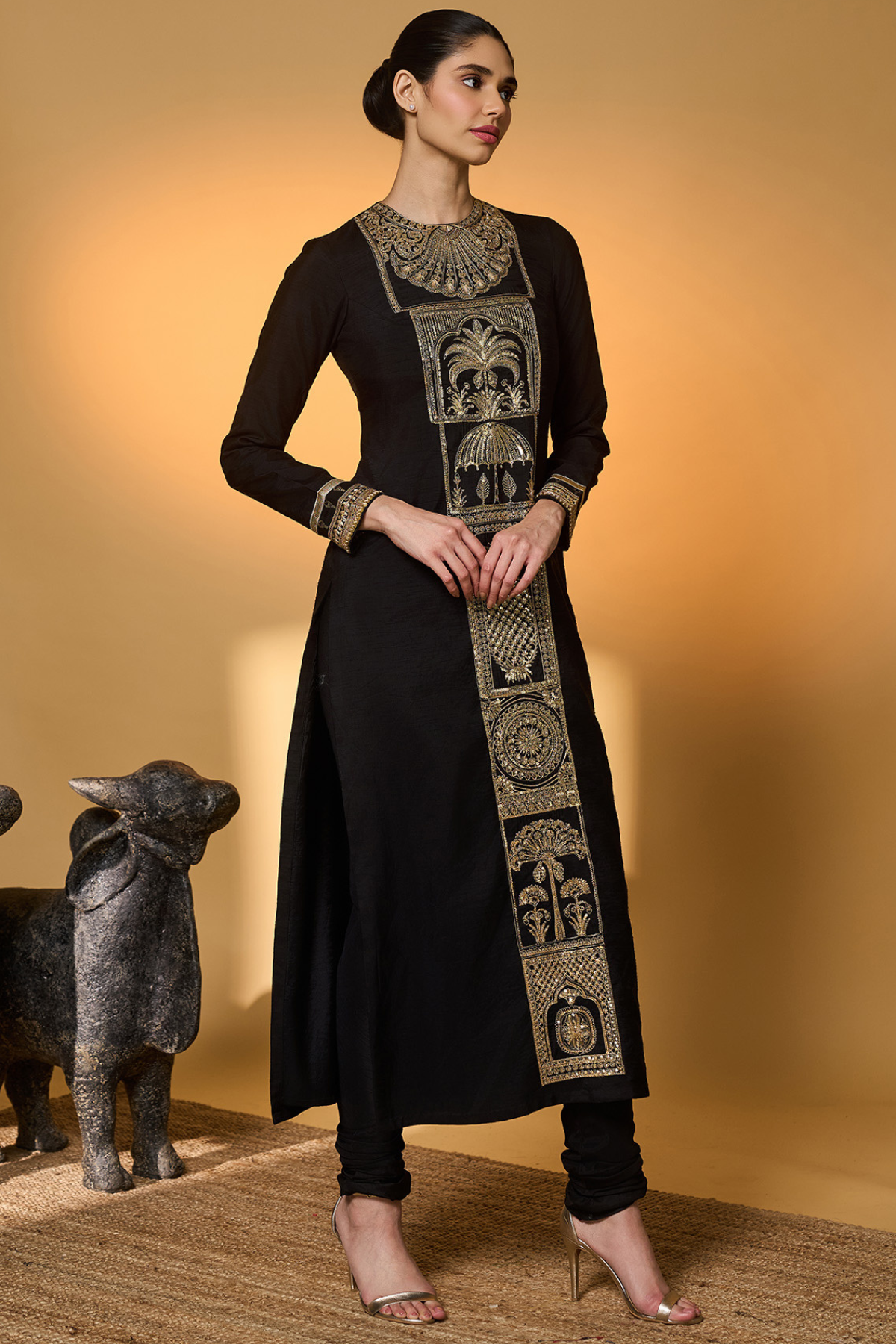 Black Khidki Kurta Set