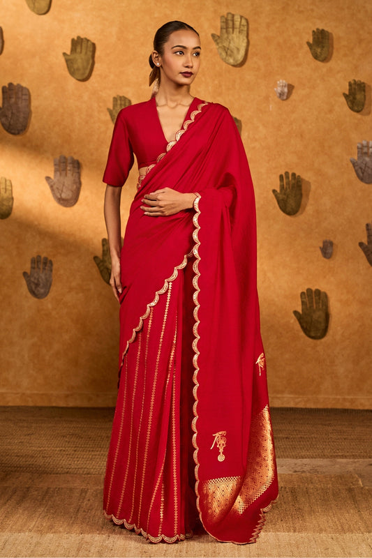 Red Bird Tales Saree