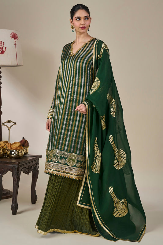 Green Kera Palm Anarkali Set