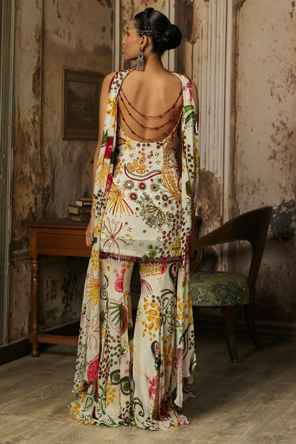 IVORY PRINT AND HIGHLIGHTED KURTI SET