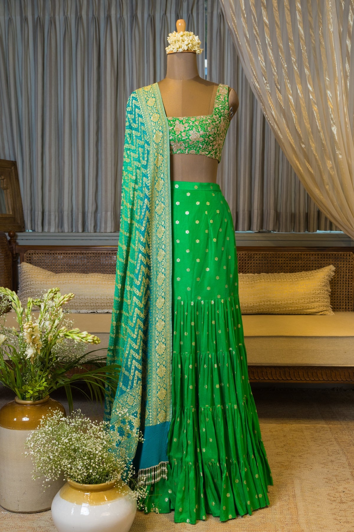 AISHA WITH BANDHEJ DUPATTA