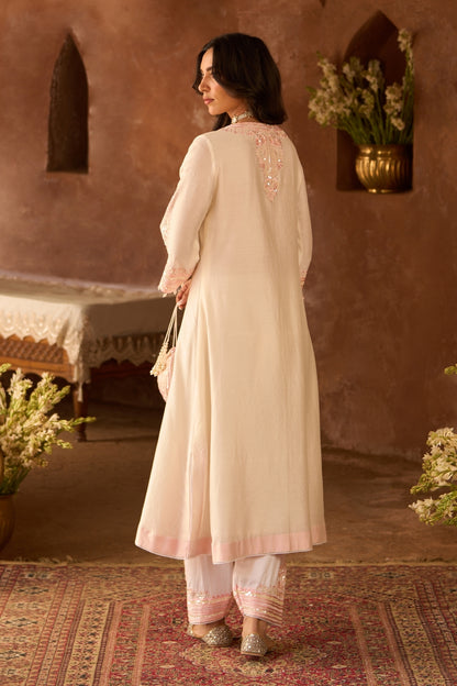 Sahabat - Daisy Ivory With Pink Kaaftan With Salwar