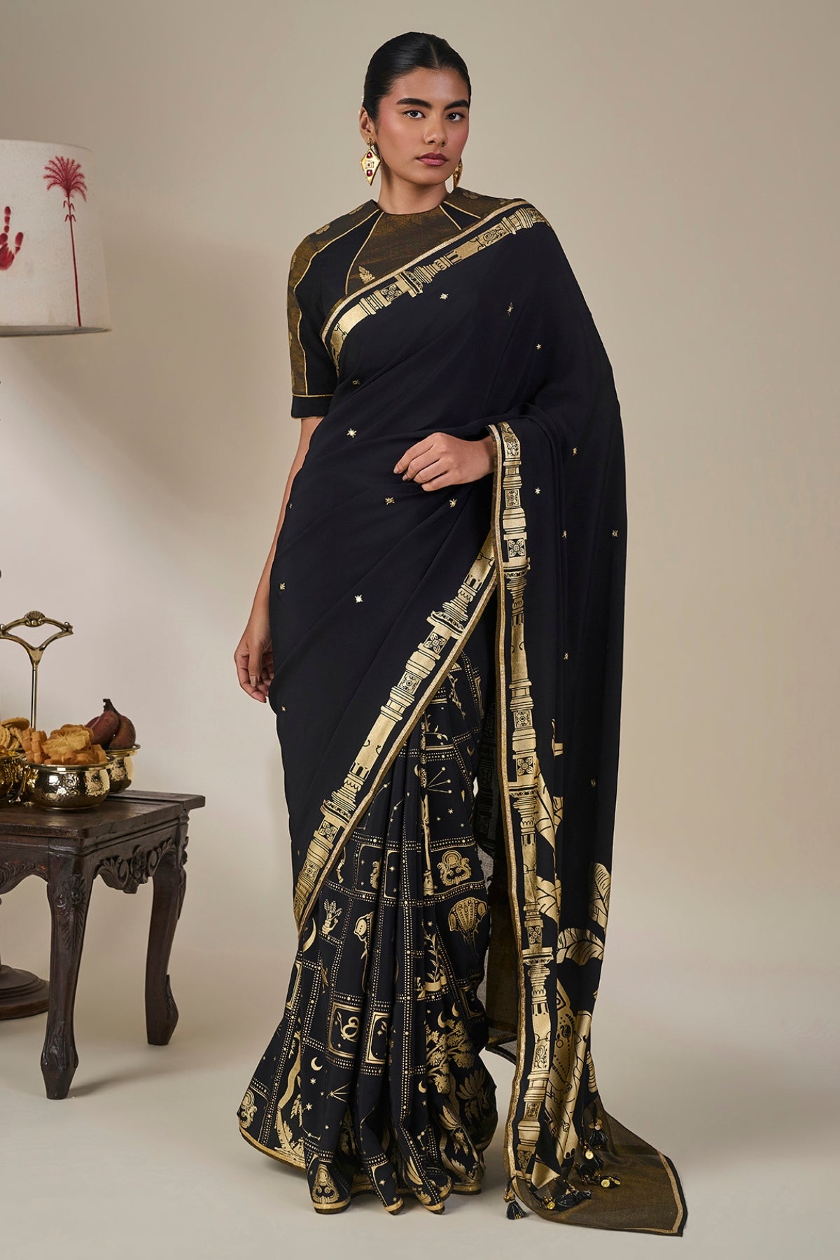 Black Malabar Grove Saree