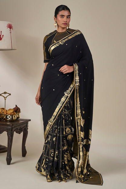 Black Malabar Grove Saree