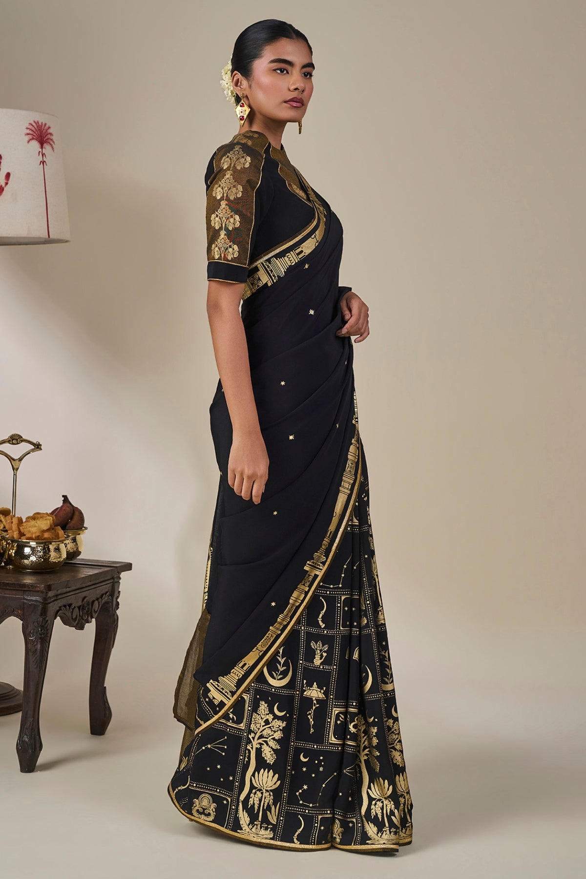 Black Malabar Grove Saree