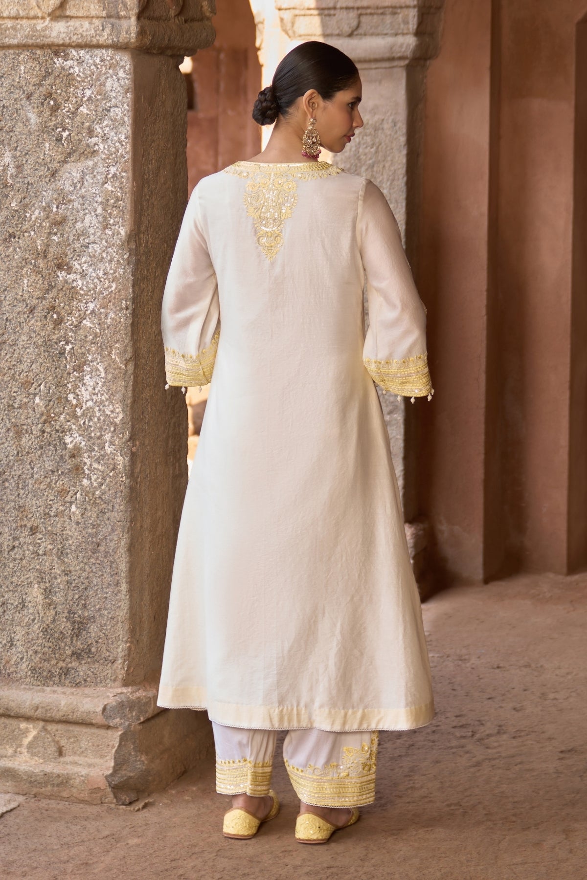 Sahabat - Daisy Ivory With Lemon Yellow Kaaftan With Salwar