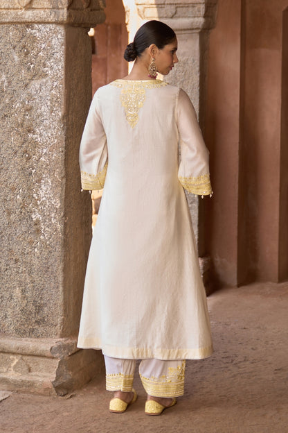 Sahabat - Daisy Ivory With Lemon Yellow Kaaftan With Salwar