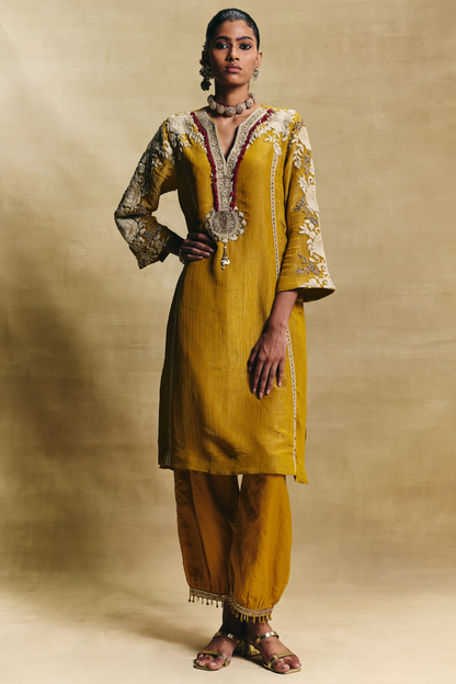 Mustard Straight Kurta & Salwar