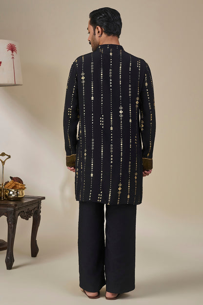 Black Celestial Moonfall Kurta Set