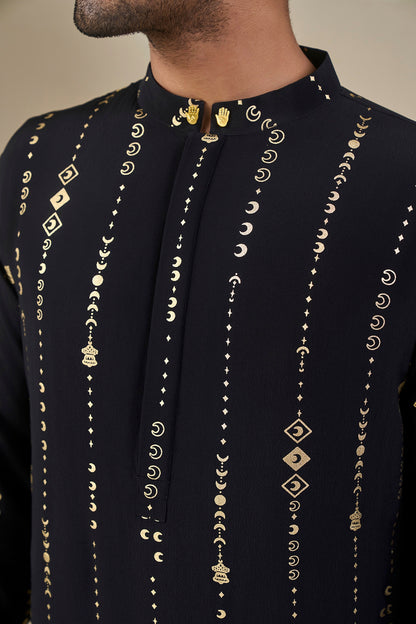 Black Celestial Moonfall Kurta