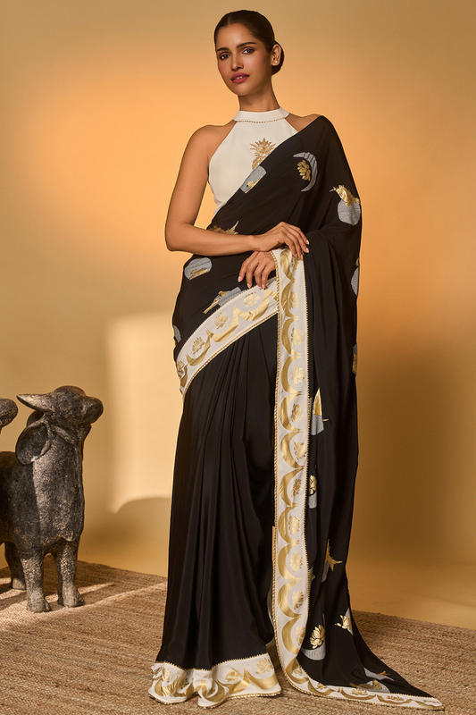 Black & White Polka All Charms Saree