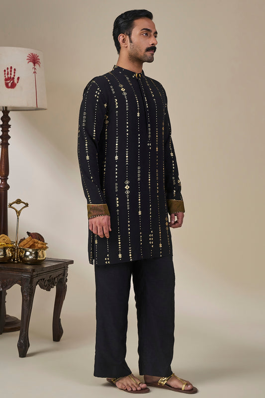 Black Celestial Moonfall Kurta