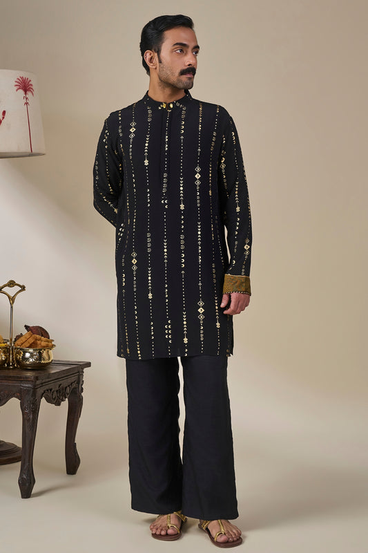 Black Celestial Moonfall Kurta Set