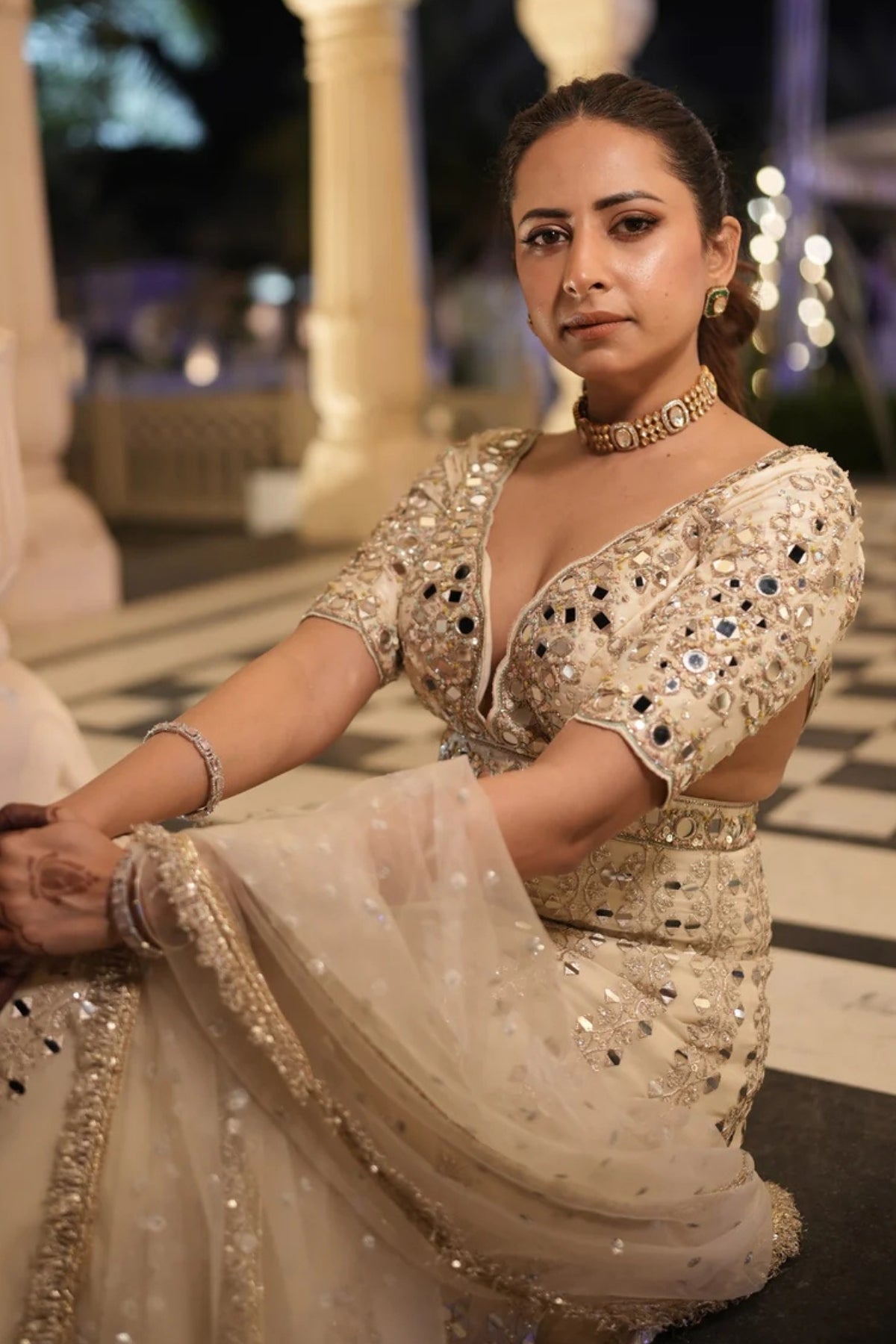 Sargun Mehta in Aasmi Anarkali Set