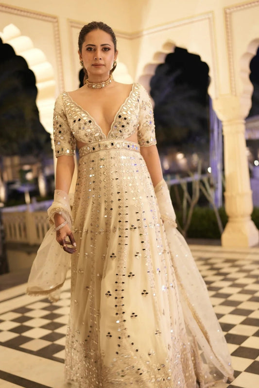 Sargun Mehta in Aasmi Anarkali Set