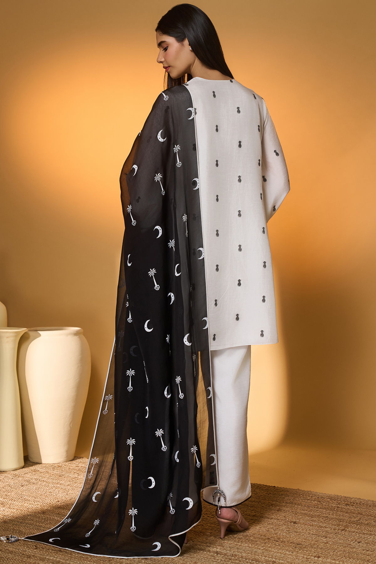 Ivory Pine-Code Kurta Set