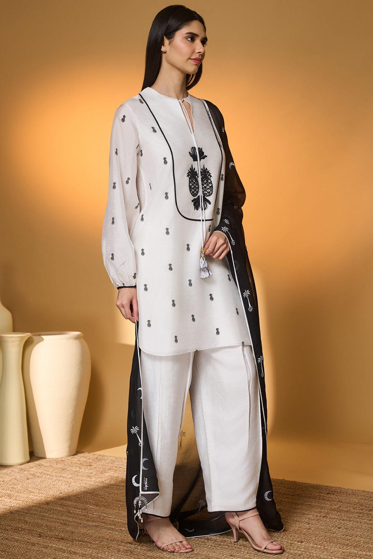 Ivory Pine-Code Kurta Set