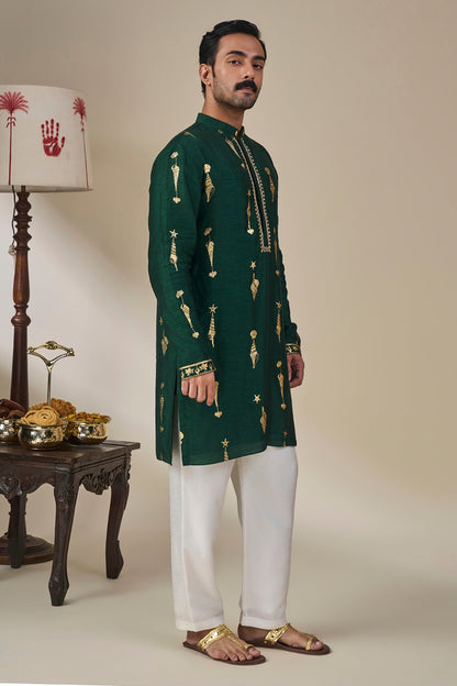 Bottle Green Kochi Conch Kurta