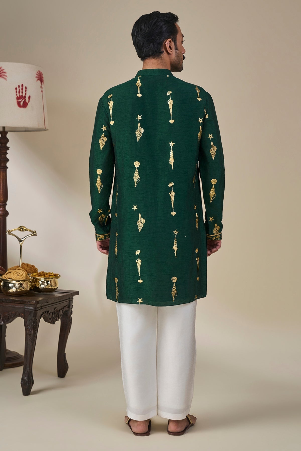 Bottle Green Kochi Conch Kurta Set