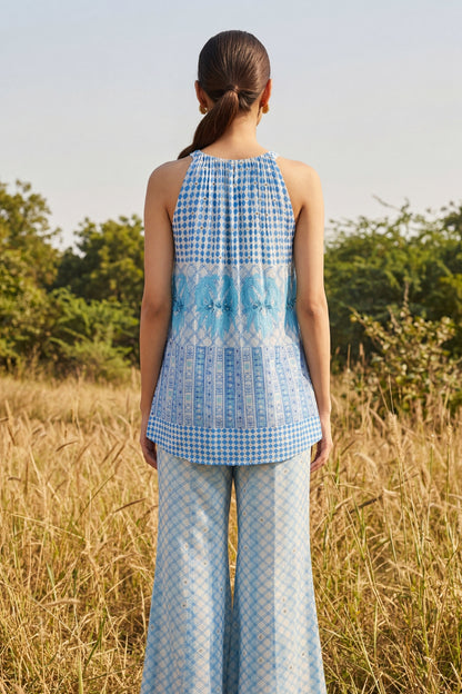 Chiffon Blue Pant Set