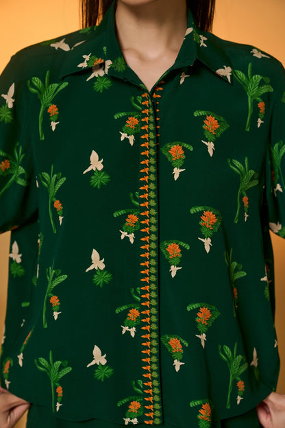 Green Tropical Shirt Set