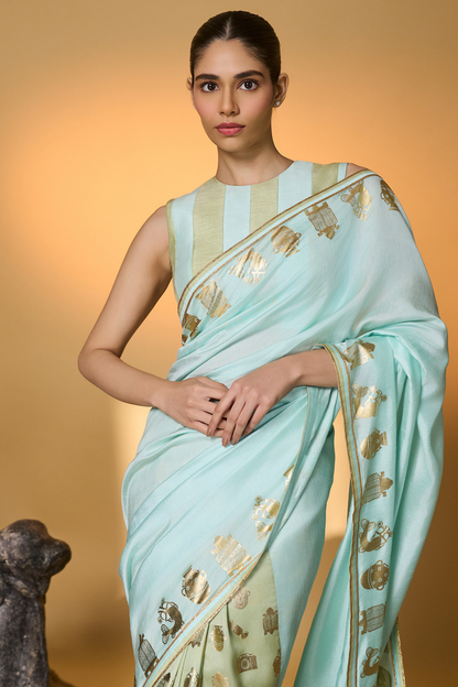 Mint And Blue All Charms Saree