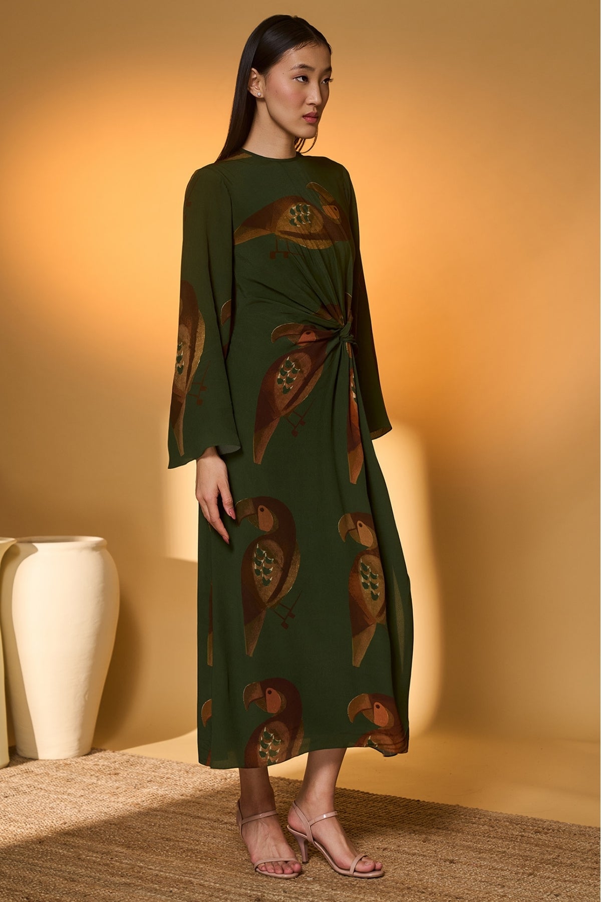Olive Green Chirpy Dress