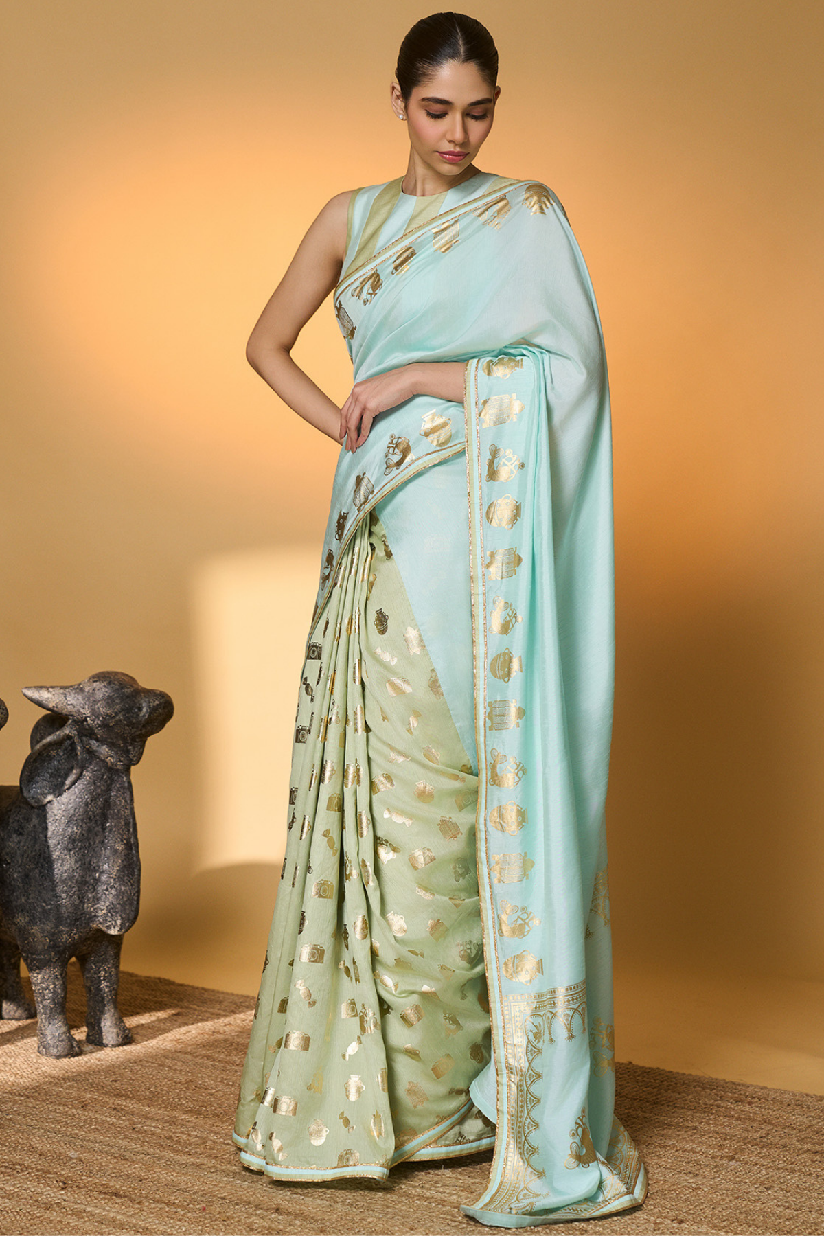 Mint And Blue All Charms Saree