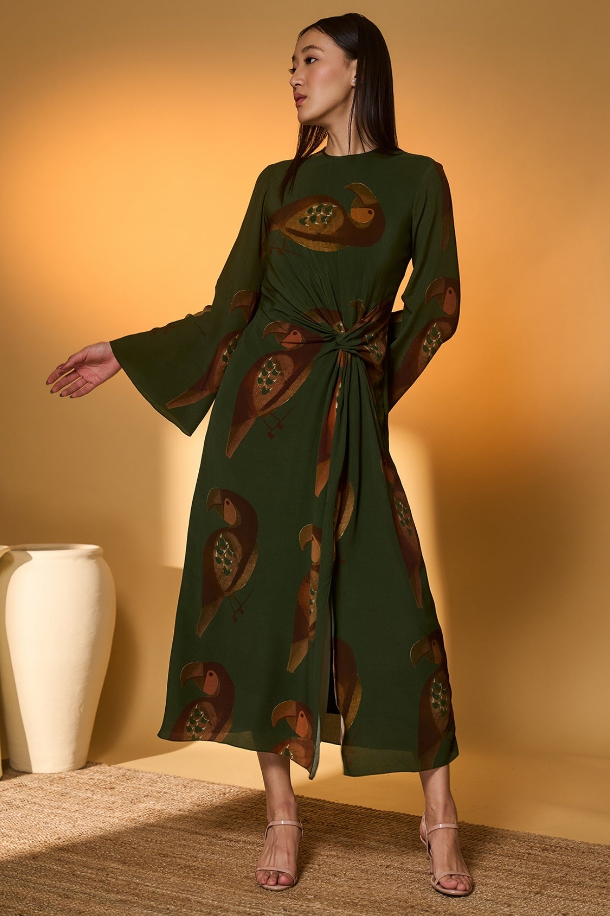 Olive Green Chirpy Dress