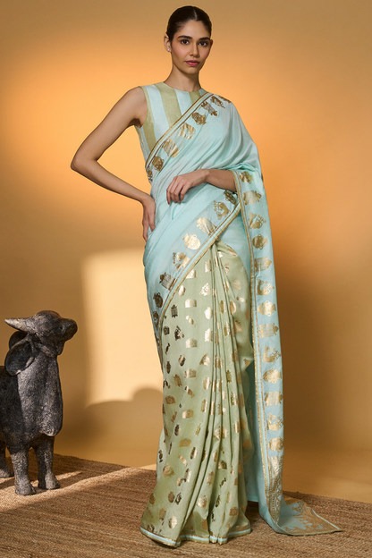 Mint And Blue All Charms Saree