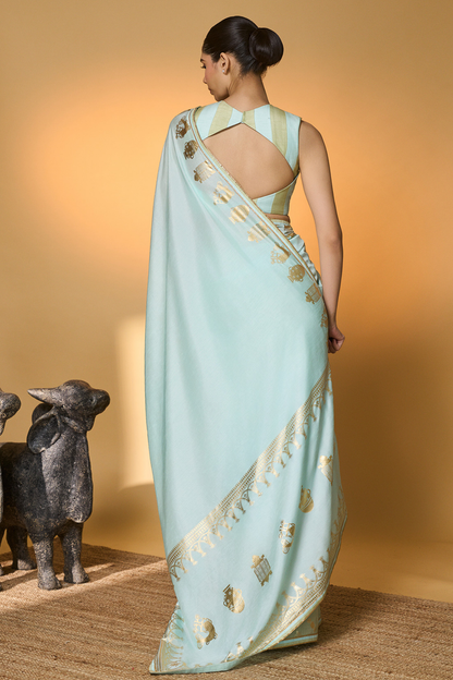 Mint And Blue All Charms Saree