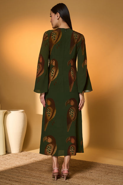 Olive Green Chirpy Dress