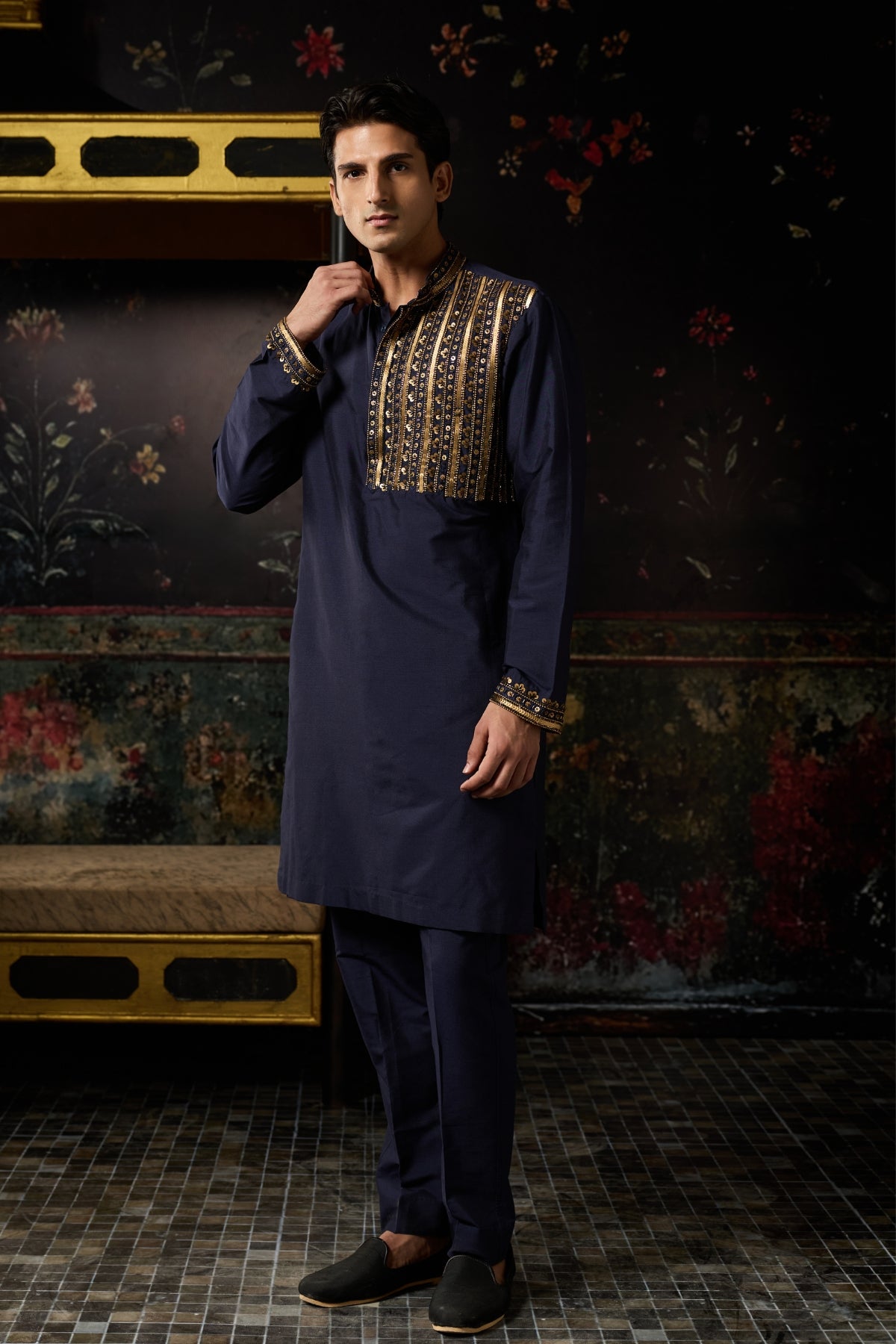 BLUE EMBRODIERED KURTA & PANTS