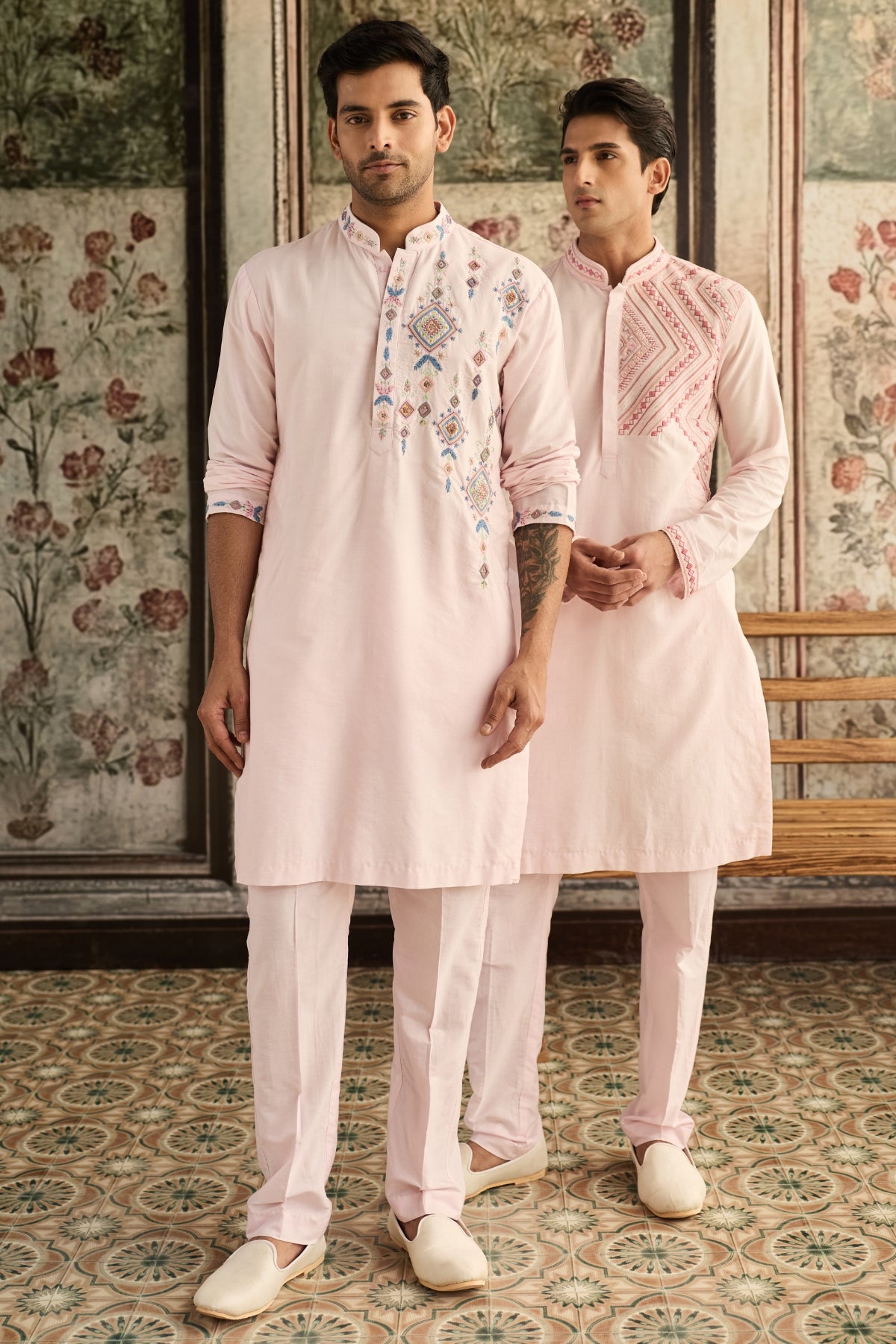 BLUSH PINK EMBROIDERED KURTA & PANTS