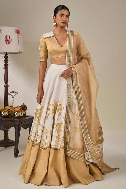 Ivory Backwater Postcard Lehenga Set