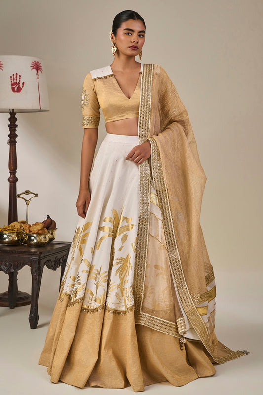 Ivory Backwater Postcard Lehenga Set