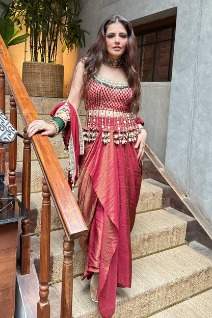 Lovely blouse with cape and draped skirt