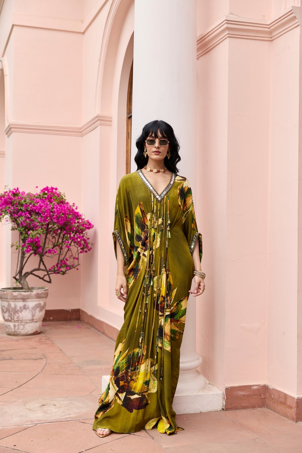 MATCHA GREEN FLORAL KAFTAN