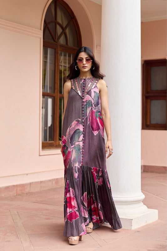 PLUMICIOUS FLORAL SHIRT MAXI DRESS