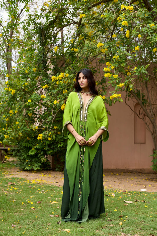 ALGAE GREEN OMBRE KAFTAN SET