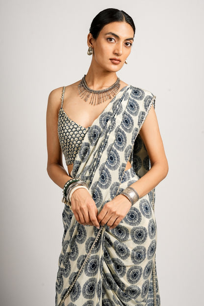 Ahana Saree With Metallic  Bustier