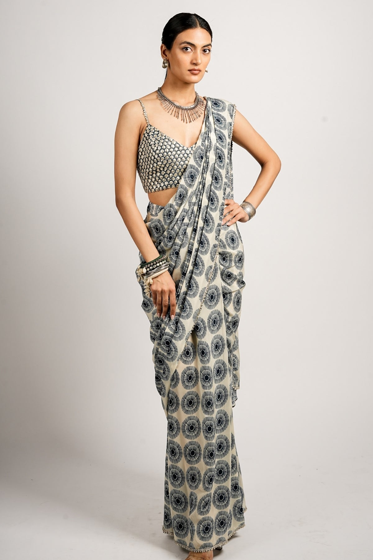 Ahana Saree With Metallic  Bustier