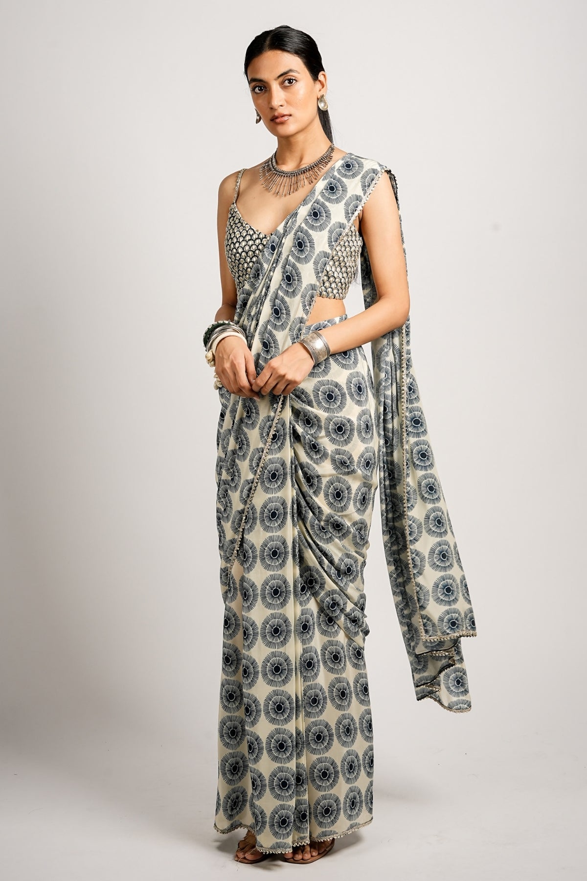 Ahana Saree With Metallic  Bustier