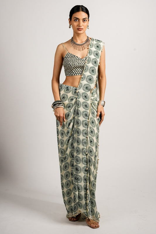 Anya Saree With Metallic  Bustier