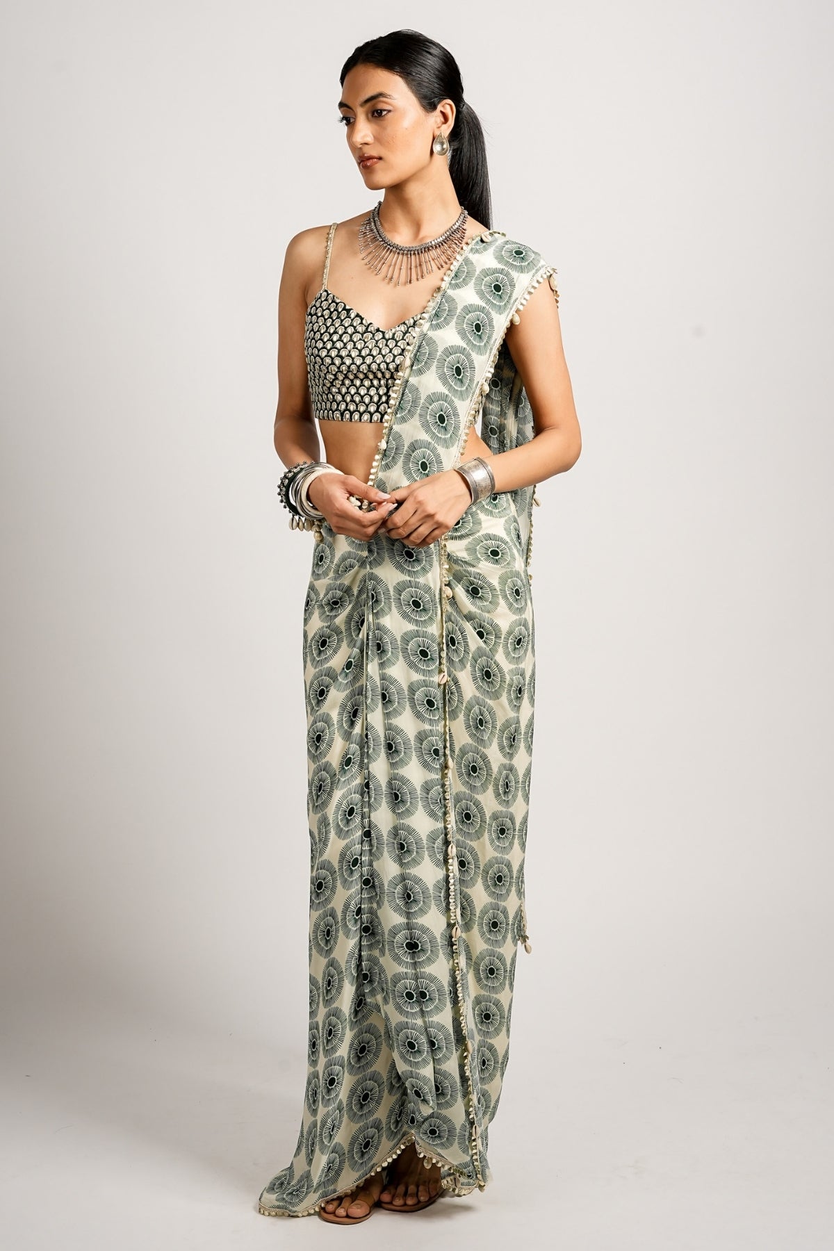Anya Saree With Metallic  Bustier